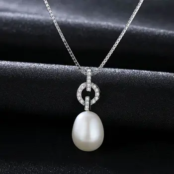 AGLOVER Náhrdelník Skutočné Prírodné Sladkovodné Perly Prívesok 925 Sterling Silver Náhrdelník Pearl Šperky Ženy, Svadobné/Strana Darček
