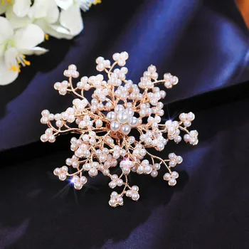 Ajojewel Veľký Kvet Gypsophila Pearl Brošňa Ženy Elegantný Retro Brošne Klobúk Príslušenstvo Šperky Darček Broche Perle