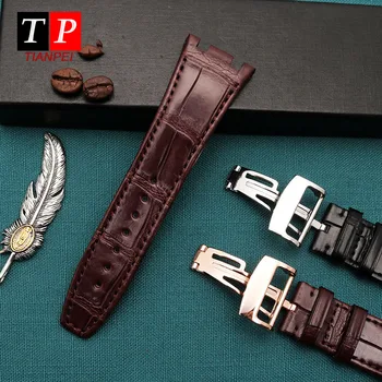 Aligátor kožené watchband Originálny kožený náramok vysokokvalitného sledovať kapela hnedé 28mm ručné hodinky remienok Hodiniek príslušenstvo