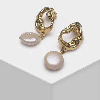 Amorita boutique nepravidelné kruhu zápasy prírodné perlový prívesok kvapka náušnice