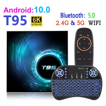 Android 10 T95 Smart Tv Box Youtube HD 6K 2.4 G&5G Wifi 4 GB 32 GB, 64 GB Google Voice Asistent, Bluetooth, TV Prijímač, Prehrávač Médií