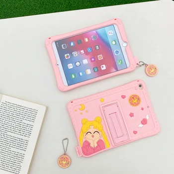 Anime Roztomilý Sailor Moon Mäkké Silikónové Stojan Tabletu puzdro Pre iPad Vzduchu 1 2 3 Mini 4 5 Pro 2017 2018 2019 2020 Kryt