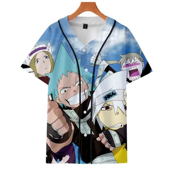 Anime Soul Eater 3D tlač Baseball Tričko Muži/Ženy Móda Harajuku Tričko T-shirt Cartoon krátky rukáv T Košele, Topy, Šaty