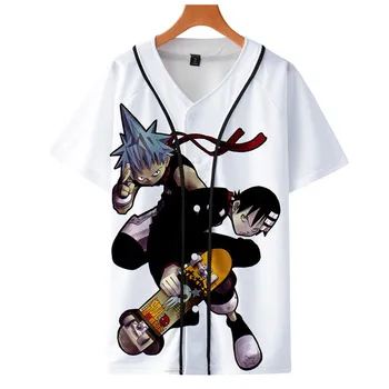 Anime Soul Eater 3D tlač Baseball Tričko Muži/Ženy Móda Harajuku Tričko T-shirt Cartoon krátky rukáv T Košele, Topy, Šaty