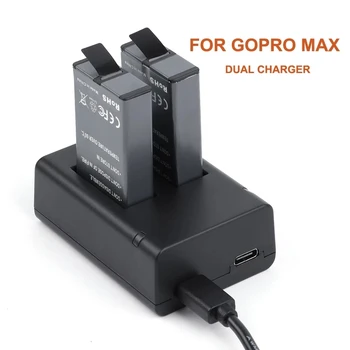 Anjielosmart Duálny USB Nabíjačka pre GoPro MAX Rýchle Nabíjanie Dock s Dátový Kábel a vyberte Batériu pre gopro Príslušenstvo