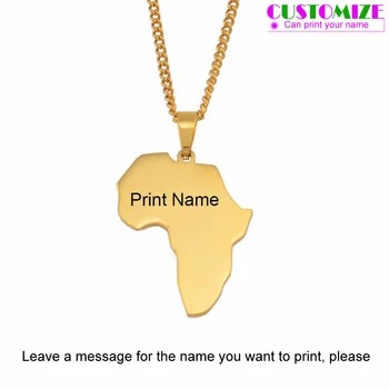 Anniyo Prispôsobiť Meno Afrika Mapa Náhrdelníky Ženy, Dievčatá,Zlatá Farba Nehrdzavejúcej Ocele Vlastný Text Hrdý Afriky Ornament #055521