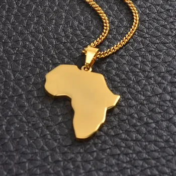 Anniyo Prispôsobiť Meno Afrika Mapa Náhrdelníky Ženy, Dievčatá,Zlatá Farba Nehrdzavejúcej Ocele Vlastný Text Hrdý Afriky Ornament #055521