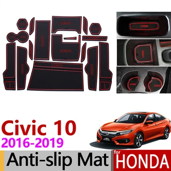 Anti-Slip Brány Slot Mat Gumy Dráha pre Honda Civic 2016 2017 2018 2019 10. Gen 10 FC FC1 FC2 FC5 Príslušenstvo Auto Styling
