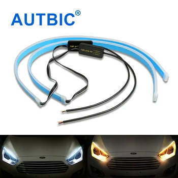 AUTBIC 2KS Flexibilné LED DRL Pás 30 CM 45 CM 60 CM Auto Svetlá pre Denné svietenie 12V Zase Signálneho Svetla Biela Žltá Ice Blue