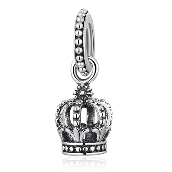 Autentické S925 Perličiek fit Lady Vintage Náramok Ušľachtilá Nádhera Koruny Prívesok Visieť Charms DIY Šperky