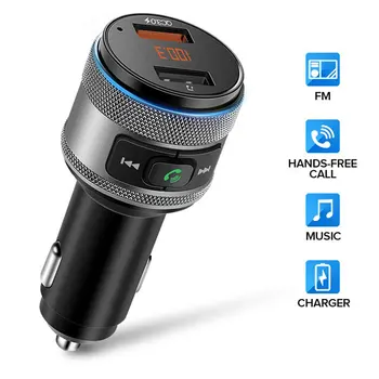 Auto Fm vysielač Bluetooth 5.0 Auto Mp3 Prehrávač modulátor Adaptér Napätie Batérie TF Karty hands-free Dual USB, Smart čip