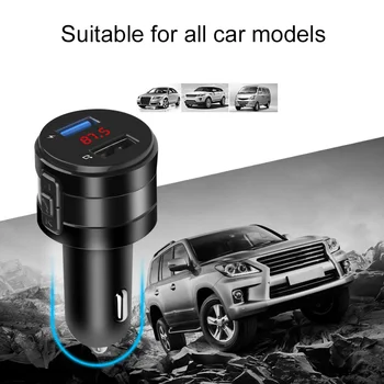 Auto Fm vysielač Bluetooth 5.0 Auto Mp3 Prehrávač modulátor Adaptér Napätie Batérie TF Karty hands-free Dual USB, Smart čip