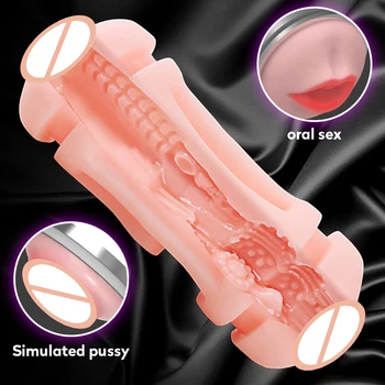 Automatické Muž Masturbator Dvojitý Kanál Orálny Sex Pošvy Skutočná Mačička 12 Vibračné Frekvencie Penis Enhancer, Sexuálne Hračky pre Mužov