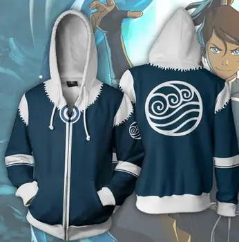 Avatar Posledný Airbender Zips cosplay kostým bunda s kapucňou, pulóver kabát Airbender Sokka hoodie