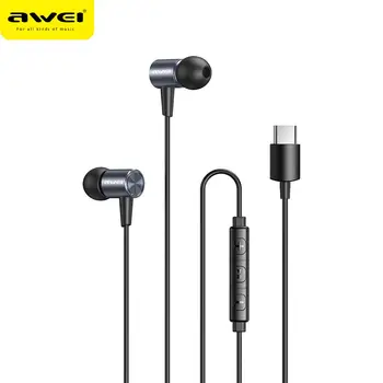 AWEI TC-2 basového Zvuku Slúchadlá In-Ear Športové Slúchadlá S mikrofónom Headset Pre Xiao Huawei Typ-C Telefón