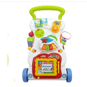 Baby Chodítko vozíka detské hudobné Chodítko nastaviteľná rýchlosť anti-prolongácia hračky Multifuctional Batoľa Trolle