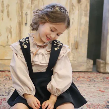 Baby, Deti, Dievčatá, Dlho puzdre Tričko Princess Top 2020 Jeseň kórejský detské Oblečenie Sladké Dieťa Bavlna Čipky, Blúzky