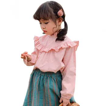 Baby, Deti, Dievčatá, Dlho puzdre Tričko Princess Top 2020 Jeseň kórejský detské Oblečenie Sladké Dieťa Bavlna Čipky, Blúzky