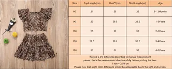 Baby Deti Oblečenie Leopard Vyhovovali 2ks Letné Baby Dievčatá Volánikmi Top+krátke Sukne Deti Bežné Šaty, Oblečenie Nastaviť 1-5 Rokov