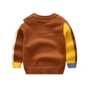 Baby Deti Tshirt Sveter Žltá square, av dochádzko Obdĺžnik Zápas Štýl Malý Chlapec Oblečenie O-Krku Pletené Oblečenie pre 2T-7T