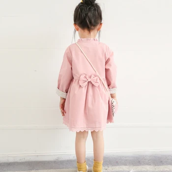 Baby Dievčatá windbreaker 1-7 rokov detí výkopu Japonský a kórejský štýl čipky golier kabáta Roztomilý candy farby, bunda