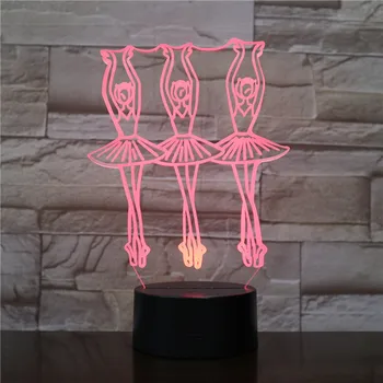 Balet Tancovať valčík 3D LED Nočné Svetlo Zmena Lampa Halloween Svetlo Akryl Ilúziu, Stolná Lampa Pre Deti Darček Dropship