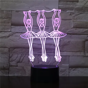 Balet Tancovať valčík 3D LED Nočné Svetlo Zmena Lampa Halloween Svetlo Akryl Ilúziu, Stolná Lampa Pre Deti Darček Dropship