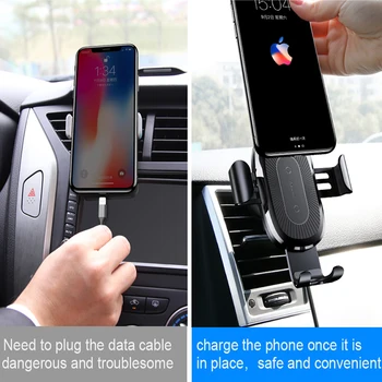 Baseus Qi Auto Bezdrôtová Nabíjačka pre iPhone X Xs XR 8 7 10W Rýchlo Nabíjačka, držiak do Auta Držiak pre Samsung S9 S8 Auto Nabíjačka Telefónu