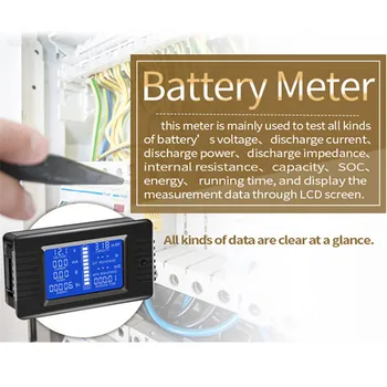 Batéria Tester Aktuálne Impedancia Moc Tester Vypúšťanie Kapacita Energie Ammeter Voltmeter Energie Mete 200V 50A 100A Vypínacia 300A