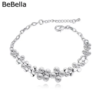 BeBella jarné kvetinové kúzlo reťazca náramok s českými kryštálmi pre ženy, dievča módne šperky priateľka Vianočný darček