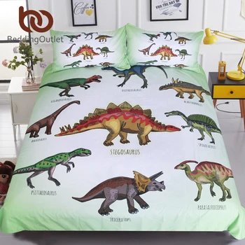 BeddingOutlet Dinosaura Rodiny posteľná bielizeň Nastaviť pre Deti Cartoon Posteľ Kryt Jeden Chlapci Perinu Nastaviť Jurský Potlačené Obliečky