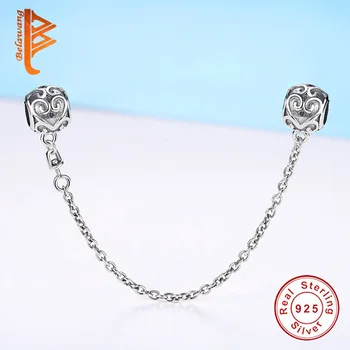 BELAWANG 925 Sterling Silver Láska Spojenie Bezpečnosti Reťazca Kúzlo Fit Pôvodné Pandora Prívesky Náramok Šperky robiť