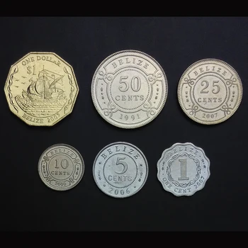 Belize 6 Ks 1 Sada Vydávajúcich Mince Pôvodná Minca Reálne Unc