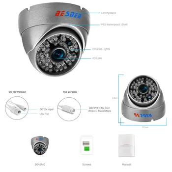 BESDER 1080P SONY STARVIS Nočné Videnie IP Kamera H. 265 Kovové Puzdro CCTV Home Security Kamera 2MP IMX 307 Fotoaparát ONVIF 2.0 XMEye