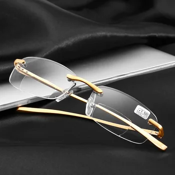 Bez Obrúčok Bifocal Okuliare Na Čítanie Zlatá Lupa Multifokálne Presbyopia Skladacie Okuliare Unisex +1.0 +1.5 +2.0 +2.5 +3.0 +3.5+4.0