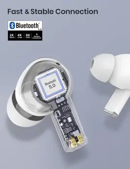 Bezdrôtové Slúchadlá Aktívnym Potlačením Hluku Bluetooth 5.0 Slúchadlá ANC TWS s Transparentnosti Herný Režim a Qi Nabíjanie, Slúchadlá