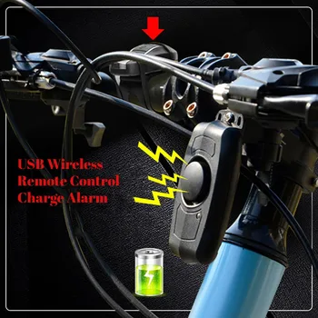 Bicykel Alarm Nabíjanie pomocou pripojenia USB Bezdrôtové Diaľkové Ovládanie Anti Theft Motocykel, Skúter Bike Príslušenstvo ciclismo accesorios de bicicleta