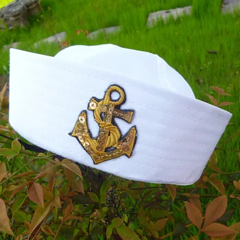 Biele Dieťa Námorníci Lode Kapitán Lode Klobúk Navy Marine Cap With Anchor More Plavby Námorných Maškarný Sestra Klobúk Vojenské Čiapky