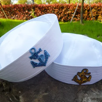 Biele Dieťa Námorníci Lode Kapitán Lode Klobúk Navy Marine Cap With Anchor More Plavby Námorných Maškarný Sestra Klobúk Vojenské Čiapky