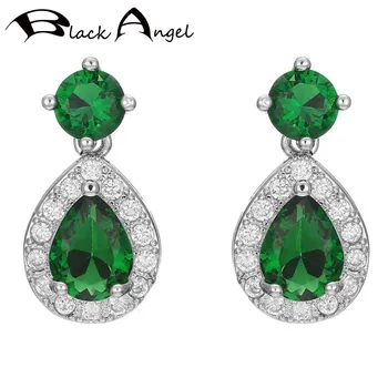 BLACK ANGEL 2020 Nové Veľká Kvapka Vody Tvarované Luxusné Emerald 925 Silver Zelený Drahokam Stud EarringsFor Ženy Šperky Darček