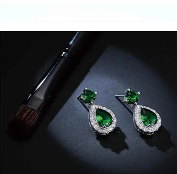BLACK ANGEL 2020 Nové Veľká Kvapka Vody Tvarované Luxusné Emerald 925 Silver Zelený Drahokam Stud EarringsFor Ženy Šperky Darček