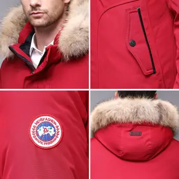 Blackleopardwolf 2019 zimná bunda mužov kabát luxusné alaska s kožušinový golier odnímateľný hrubé zimné bundy top červená farba BL-819