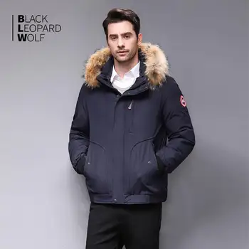 Blackleopardwolf 2019 zimná bunda mužov kabát luxusné alaska s kožušinový golier odnímateľný hrubé zimné bundy top červená farba BL-819
