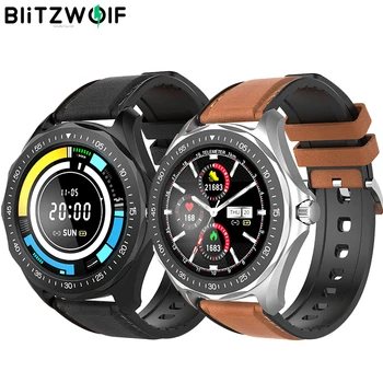 BlitzWolf BW-HL3 Smart Hodinky plne dotykový Displej Srdcovej frekvencie, Krvného Tlaku Monitor Bluetooth, Kožený Smartwatch pre Mužov, Ženy