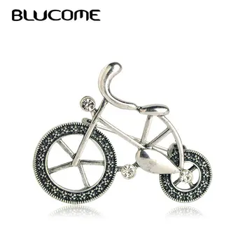 Blucome Vintage Antique Silver Farba Požičovňa Bicyklov Brošne Crystal Zliatiny Šperky Ženy, Deti Kabát Turban Šaty Šatku Príslušenstvo