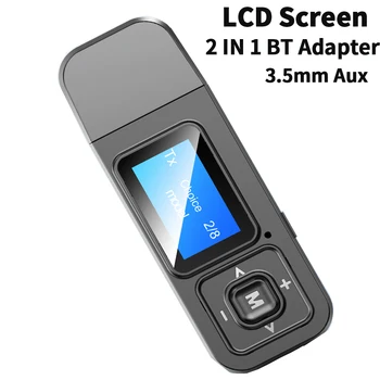 Bluetooth 5.0 Prijímač Vysielač Audio Adaptér LCD Displej 3.5 mm Aux Bezdrôtový Stereo Hudby Adaptér Pre TV, PC a Auto Reproduktorov
