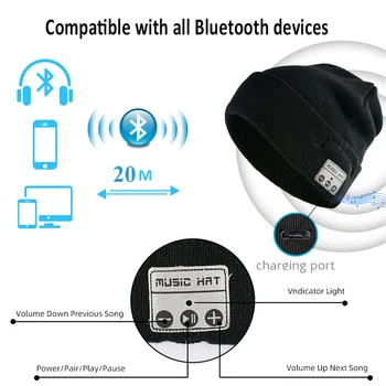 Bluetooth 5.0 Stereo Slúchadlá Čiapočku Klobúk Music Headset Spp Vstavaný Mikrofón Zimné Zrastov Čiapočku Na Vianočné Darčeky Chlapcov, Dievčatá, Deti