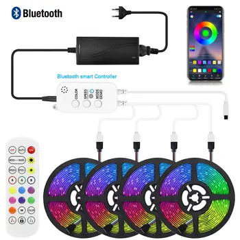 Bluetooth RGB LED Pásy Svetla, 5M 12V Pásky LED Pás Svetla RGB Pásky 5050 Bluetooth Flexibilné Diódy Pásky pre Domáce TV Podsvietenie
