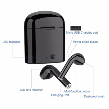 Bluetooth Slúchadlo i7/i7MinisTWS Stereo Slúchadlá Bluetooth Bezdrôtové Slúchadlá s Nabíjanie Hlavica pre Apple Xiao Huawei