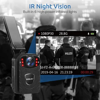 Boblov KJ21 Telo Nosené Cam HD 1296P videorekordér Bezpečnostné Kamery INFRAČERVENÉ Nočné Videnie Nositeľné Mini Kamery, Polícia Kamera cam